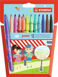 Viltstift STABILO power 280/12 assorti etui à 12 stuks