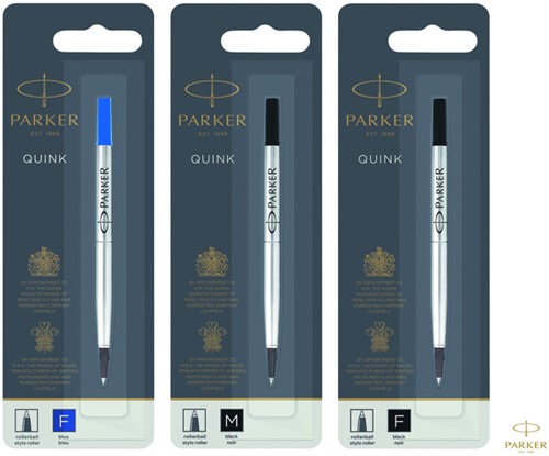 Rollerpenvulling Parker Quink medium blauw blister à 1 stuk-2