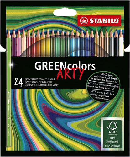 Kleurpotloden STABILO 6019 GREENcolors Arty assorti etui à 24 stuks