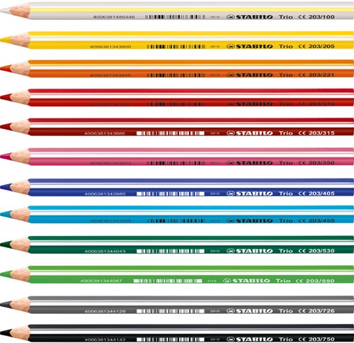 Kleurpotloden STABILO 203 Trio dik assorti kartonnen etui à 12 stuks-2