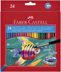 Kleurpotloden Faber Castell aquarel incl penseel set à 24 stuks assorti