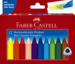 Waskrijt Faber-Castell driehoekig assorti set à 12 stuks