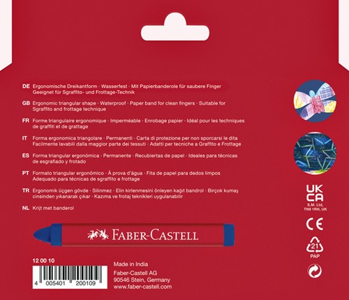 Waskrijt Faber-Castell driehoekig assorti set à 12 stuks-3