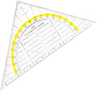 Geodriehoek Aristo 1552 160mm transparant met gele rand-3