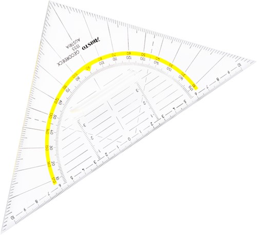 Geodriehoek Aristo 1555/2 225mm met greep transparant-1