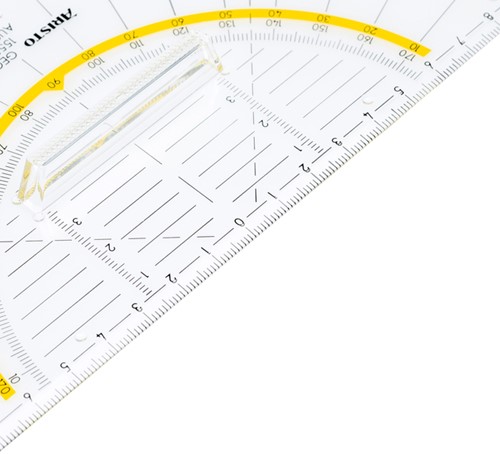 Geodriehoek Aristo 1555/2 225mm met greep transparant-2