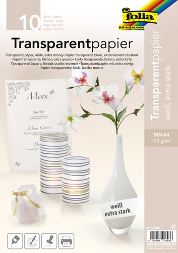 Transparant papier Folia A4 115gr 10 vel wit