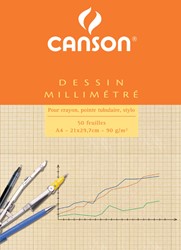 Millimeterblok Canson A4 lichtbruin 50 vel