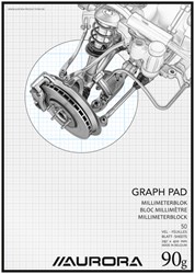 Millimeterblok Aurora A3 50 vel 90 gram blauw