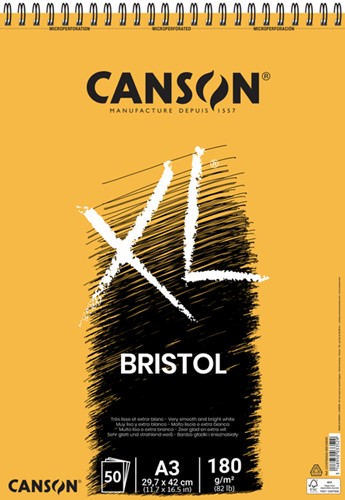 Bristolpapier Canson XL Bristol 50vel 180gr A3 extra wit