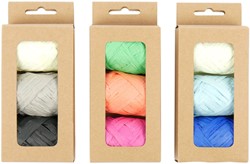 Lint raffia assorti: oranje, groen & roze