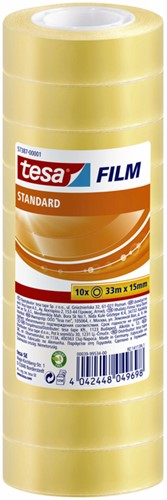 Plakband tesafilm® Standaard 33mx15mm krimp transparant 10 rollen