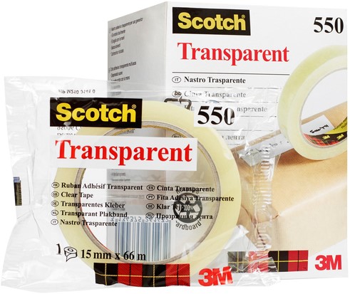 Plakband Scotch 550 15mmx66m transparant