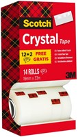 Plakband Scotch Crystal 600 19mmx33m transparant 12+2 gratis-2