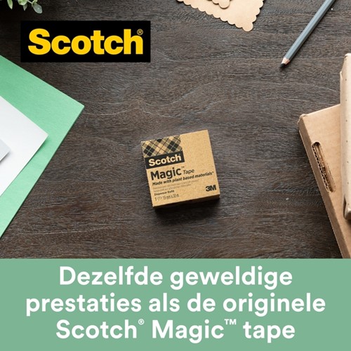 Plakbandhouder Scotch C38 recycled zwart + 3rol magic tape 900 19mmx33m-3