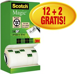 Plakband Scotch Magic 810 19mmx33m onzichtbaar mat 12+2 gratis