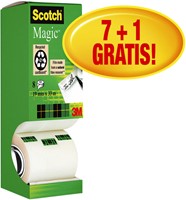 Plakband Scotch Magic 810 19mmx33m onzichtbaar mat 7+1 gratis