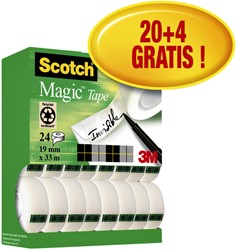 Plakband Scotch Magic 810 19mmx33m onzichtbaar mat 20+4 gratis