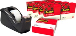 Plakband Scotch Crystal 600 19mmx33m transparant + gratis C60 houder