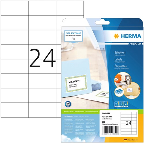 Etiket HERMA 8644 70x37mm premium wit 240stuks