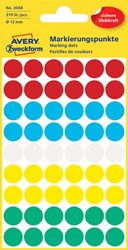 Etiket Avery Zweckform 3088 rond 12mm assorti 270 etiketten