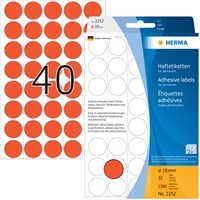 Etiket HERMA 2252 rond 19mm rood 1280stuks-1