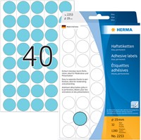 Etiket HERMA 2253 rond 19mm blauw 1280stuks-1