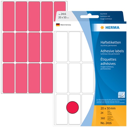 Etiket HERMA 2416 20x50mm fluor rood 360stuks-2