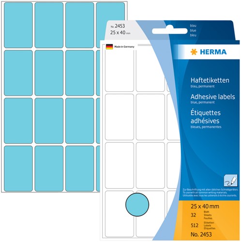 Etiket HERMA 2453 25x40mm blauw 512stuks-3