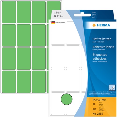 Etiket HERMA 2455 25x40mm groen 512stuks-3