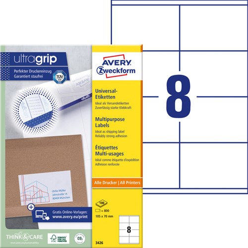 Etiket Avery Zweckform 3426 105x70mm wit 800stuks-2