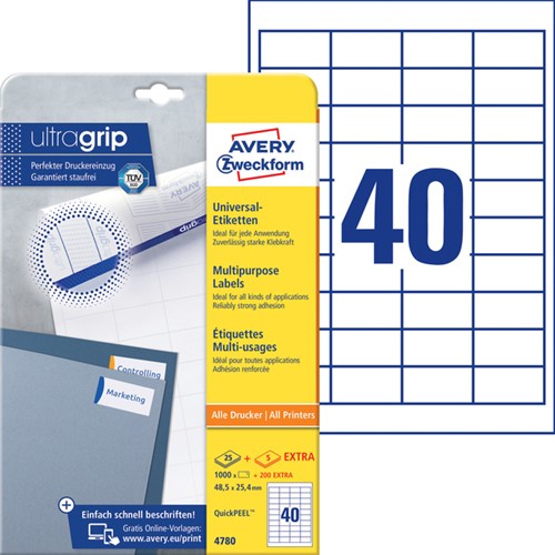 Etiket Avery Zweckform 4780 48.5x25.4mm wit 1000stuks-1