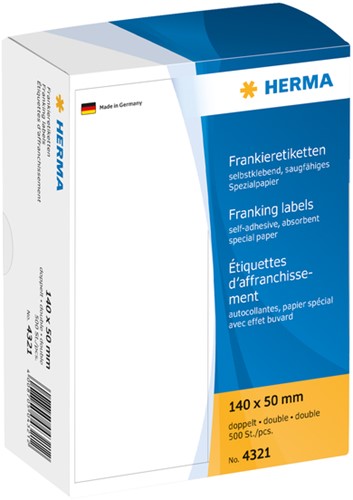 Frankeeretiket HERMA 4321 dubbel 140x50mm 500stuks