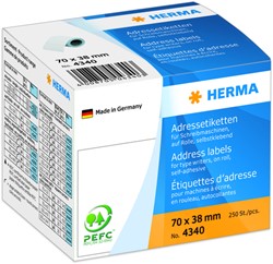 Etiket HERMA adres 4340 70x38mm op rol wit 250stuks