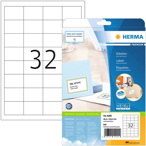 Etiket HERMA 4200 48.3x33.8mm premium wit 800stuks