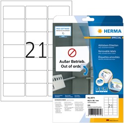 Etiket HERMA 5074 63.5x38.1mm verwijderbaar wit 525stuks