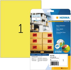 Etiket HERMA 5148 210x297mm A4 fluor geel 20stuks