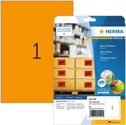 Etiket HERMA 5149 210x297mm A4 fluor oranje 20stuks