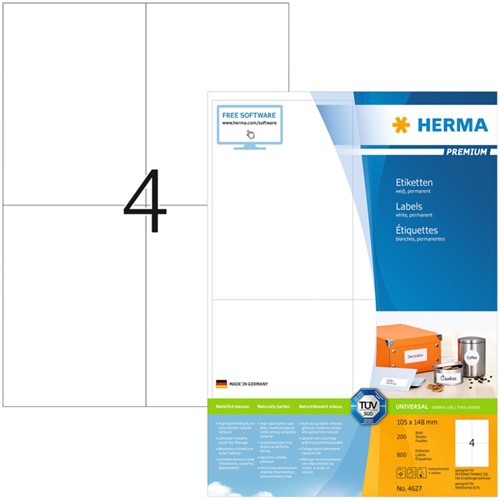 Etiket HERMA 4627 105x148mm A6 premium wit 800stuks