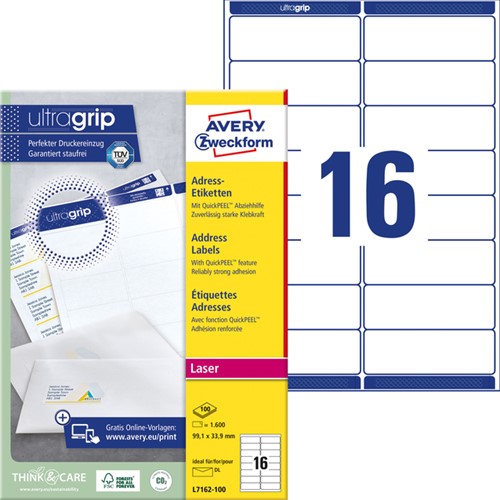 Etiket Avery L7162-100 99.1x33.9mm wit 1600 etiketten-2