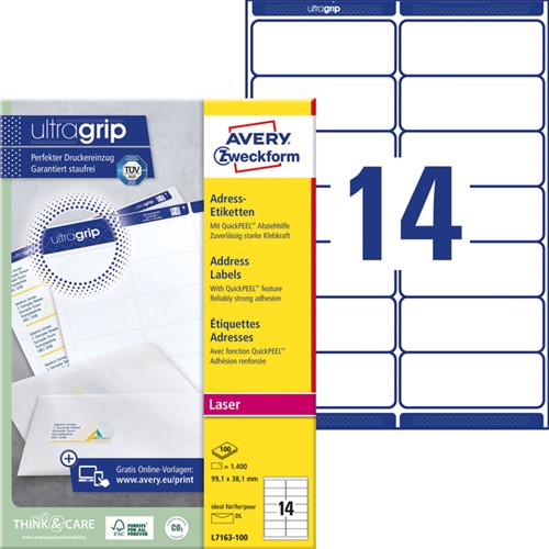 Etiket Avery L7163 99.1x38.1mm wit 1400 etiketten-2