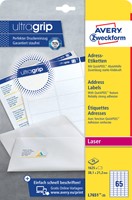 Etiket Avery L7651-25 38.1x21.2mm wit 1625 etiketten