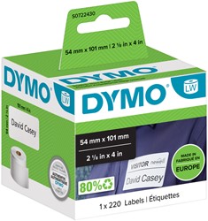 Etiket Dymo labelwriter 99014 54mmx101mm badge wit rol à 220 sstuks