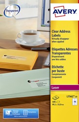 Etiket Avery L7562-25 99.1x33.9mm transparant 400 etiketten