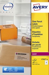 Etiket Avery L7565-25 99.1x67.7mm transparant 200 etiketten