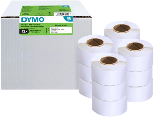 Etiket Dymo LabelWriter adressering 28x89mm 12 rollen á 130 stuks wit