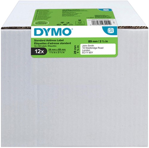 Etiket Dymo labelwriter 19831 28mmx89mm adres doos à 12 rol à 130 stuks-10