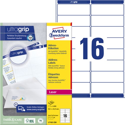 Etiket Avery L7162-250 99.1x33.9mm wit 4000 etiketten-2
