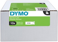 Labeltape Dymo D1 45803 19mmx7m polyester zwart op wit doos à 10 stuks