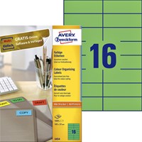 Etiket Avery Zweckform 3454 105x37mm groen 1600stuks